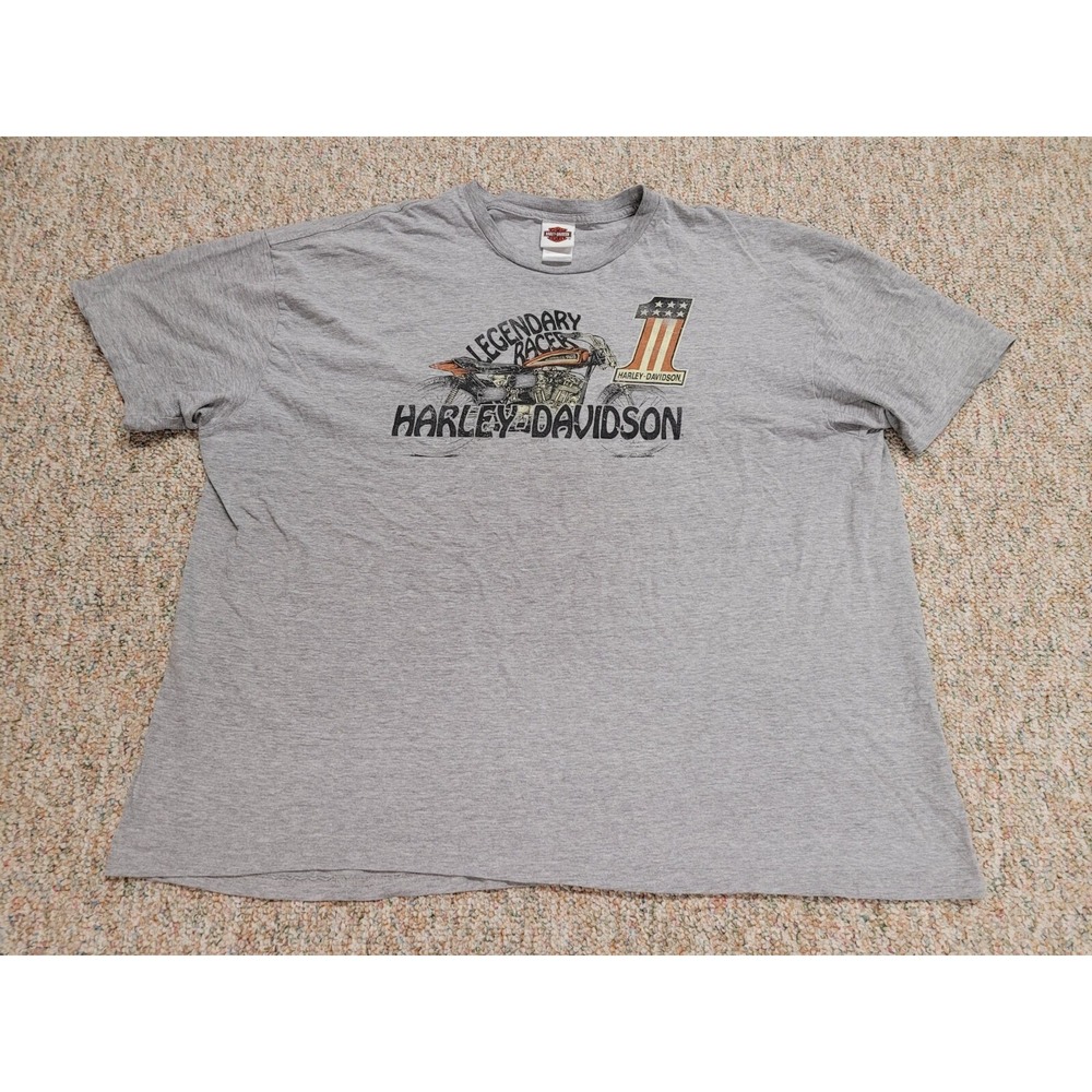 Harley Davidson Legendary Racer Shirt Mens 4XL Gray Motorcycle Graphic Biker USA